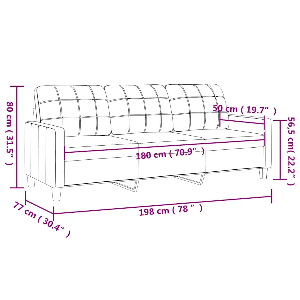 Divano | Divano da soggiorno | Sofa a 3 Posti Nero 180 cm in Similpelle