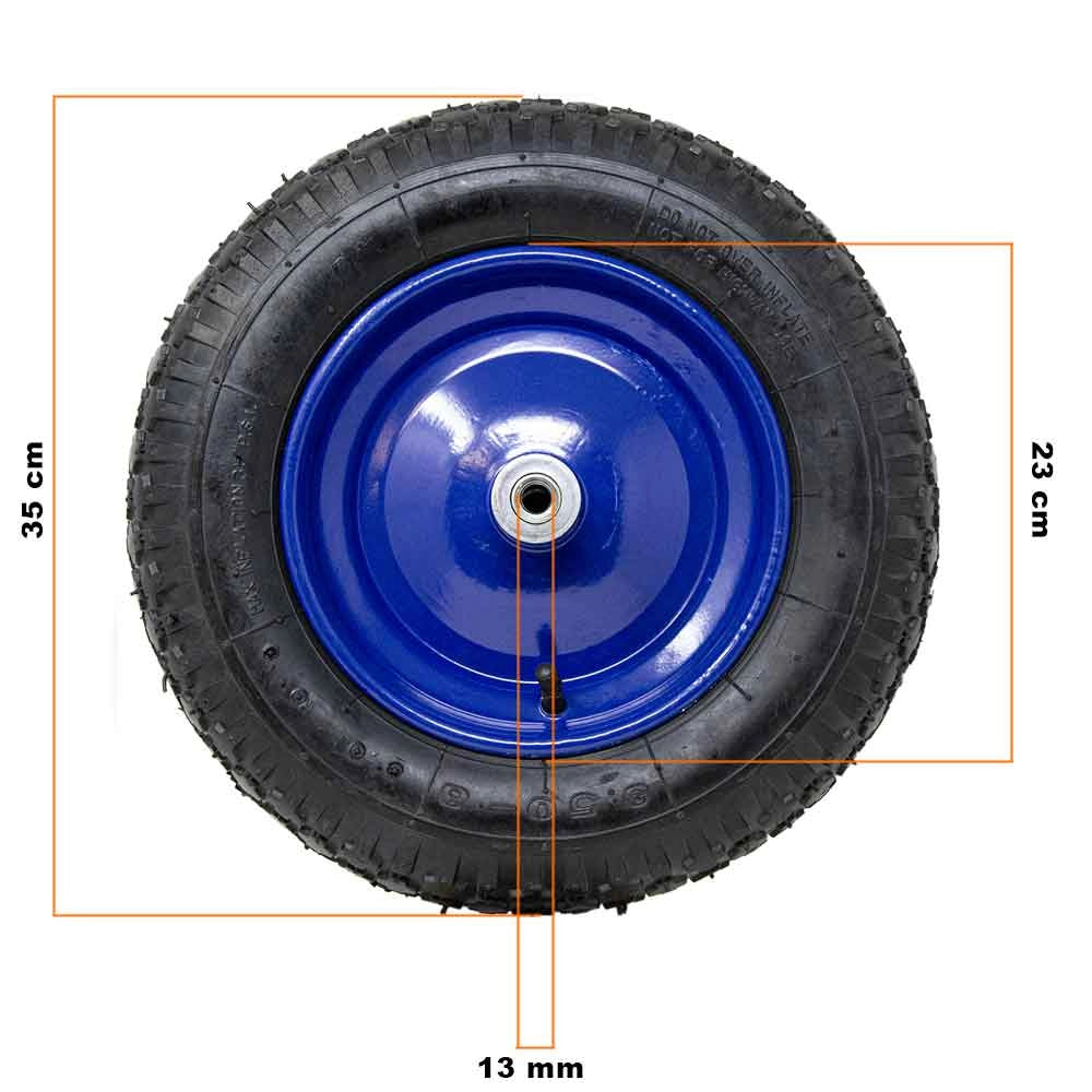 Ruota Pneumatica per Carriola 35 cm Gomma 3.50-8 + Asse Corto 170mm  Incluso