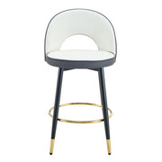 Set di 2 Sgabelli da Bar Girevoli con Schienale Traforato; Stile Moderno; Metallo e Similpelle; Grigio Scuro e Bianco