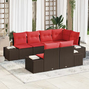 Set Divano da Giardino con cuscino 7 pcs Marrone polyrattan