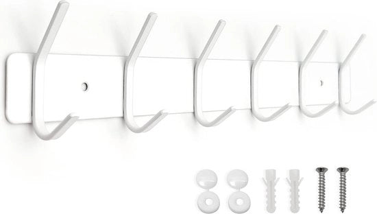 Hanger per parete, stendardo per abbigliamento, stendardo per bagno, stendardo per camera da letto, stendardi per abbigliamento, jashouder (bianco, 6 stendardi)