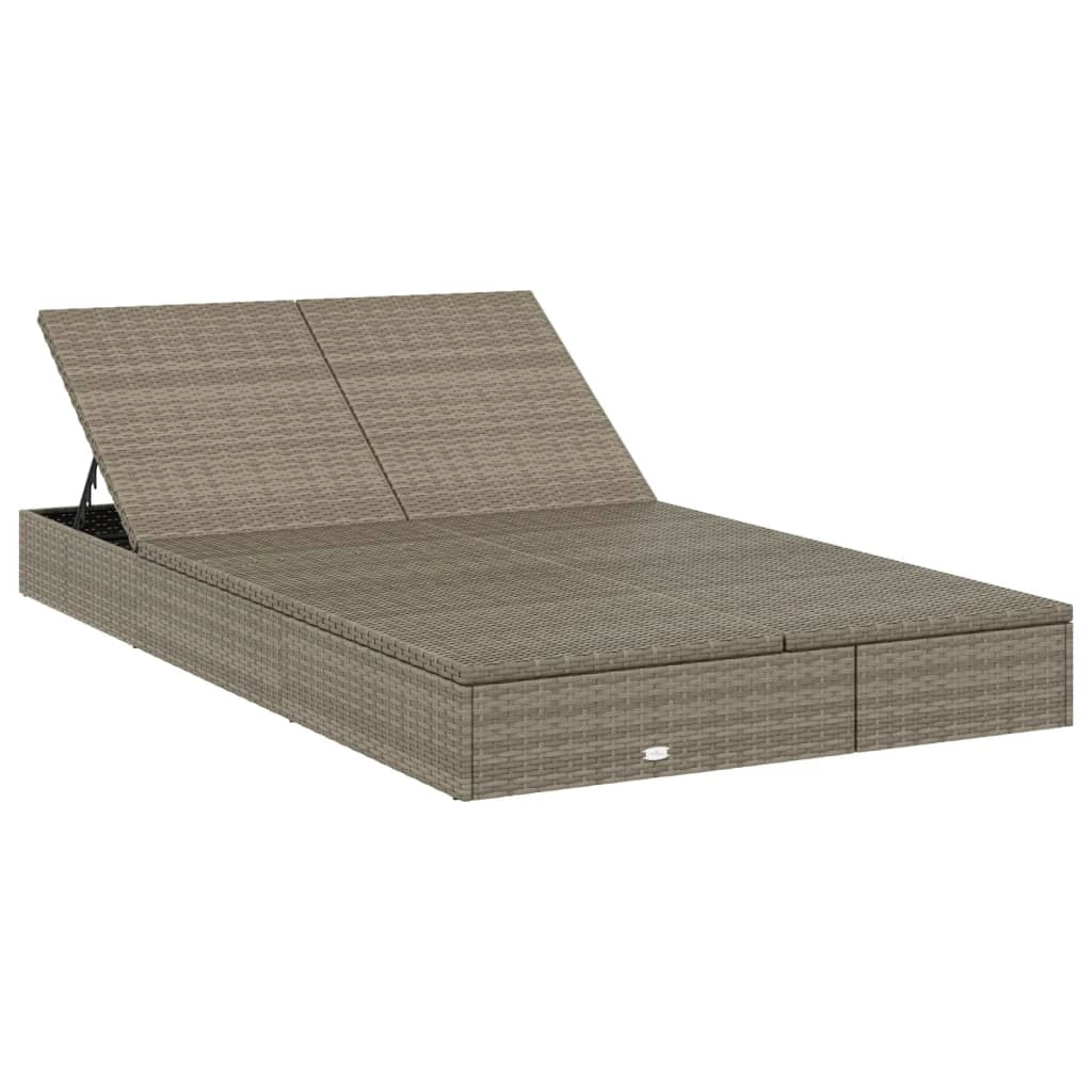 Lettino prendisole sedia a sdraio lettino prendisole letto da giardino mobili da giardino mobili da esterno a 2 posti con cuscini grigi resina intrecciata 02_0012944