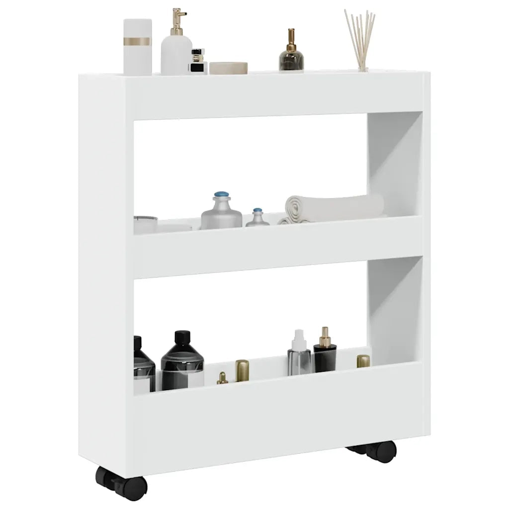 Carrello portaoggetti stretto a 3 ripiani bianco in legno ingegnerizzato 855241