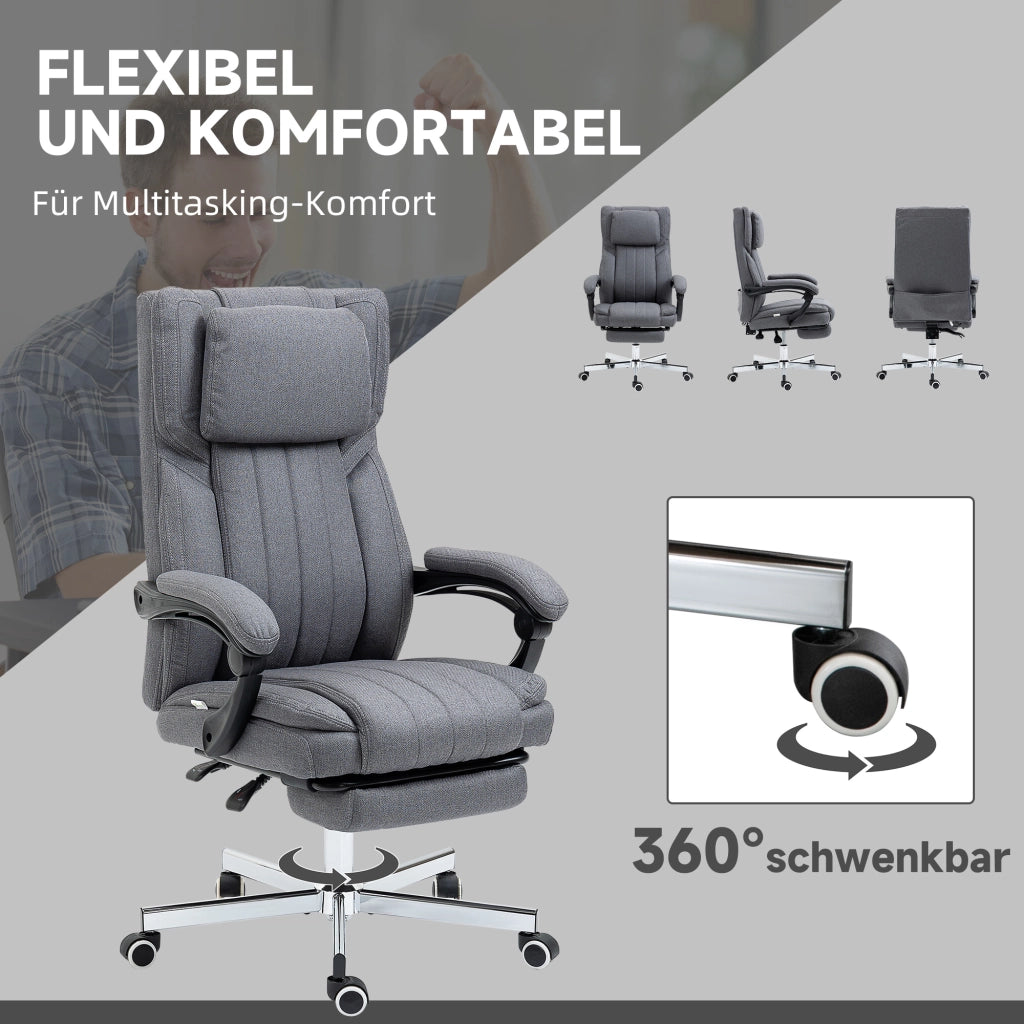 Sedia da ufficio con massaggio e poggiapiedi estraibile ¨C Xylo ¨C tessuto grigio 65x61x118 cm