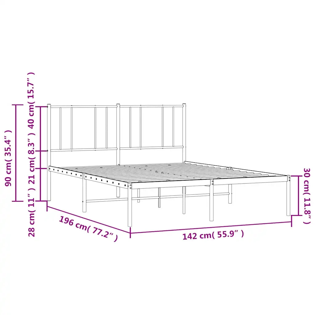 Giroletto con Testiera Metallo Bianco 135x190 cm 352528