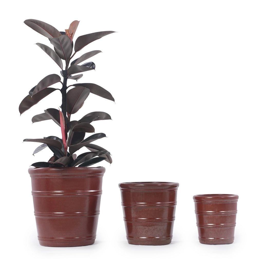 SET VASI 3 PEZZI Ø 40,5/32/24 cm Ceramica Marrone rossiccio