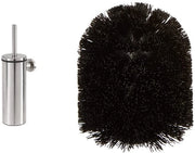 Borsetto per wc con supporto, in acciaio inox lavorato a mano & testa di spazzola per wc, spazzola di ricambio in plastica, nero, adatto per diverse serie