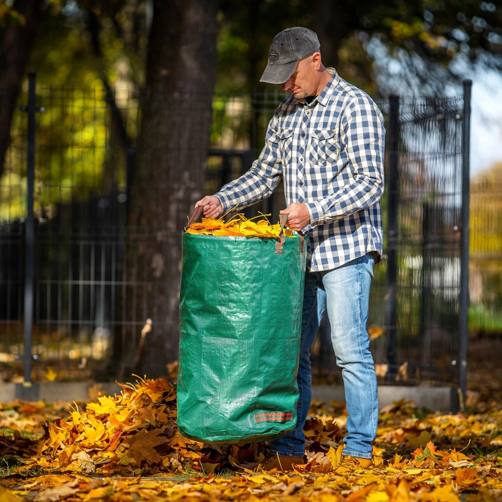 KADAX Sacchetto per foglie, rifiuti da giardino, pieghevole, resistente, con maniglie, 120 L