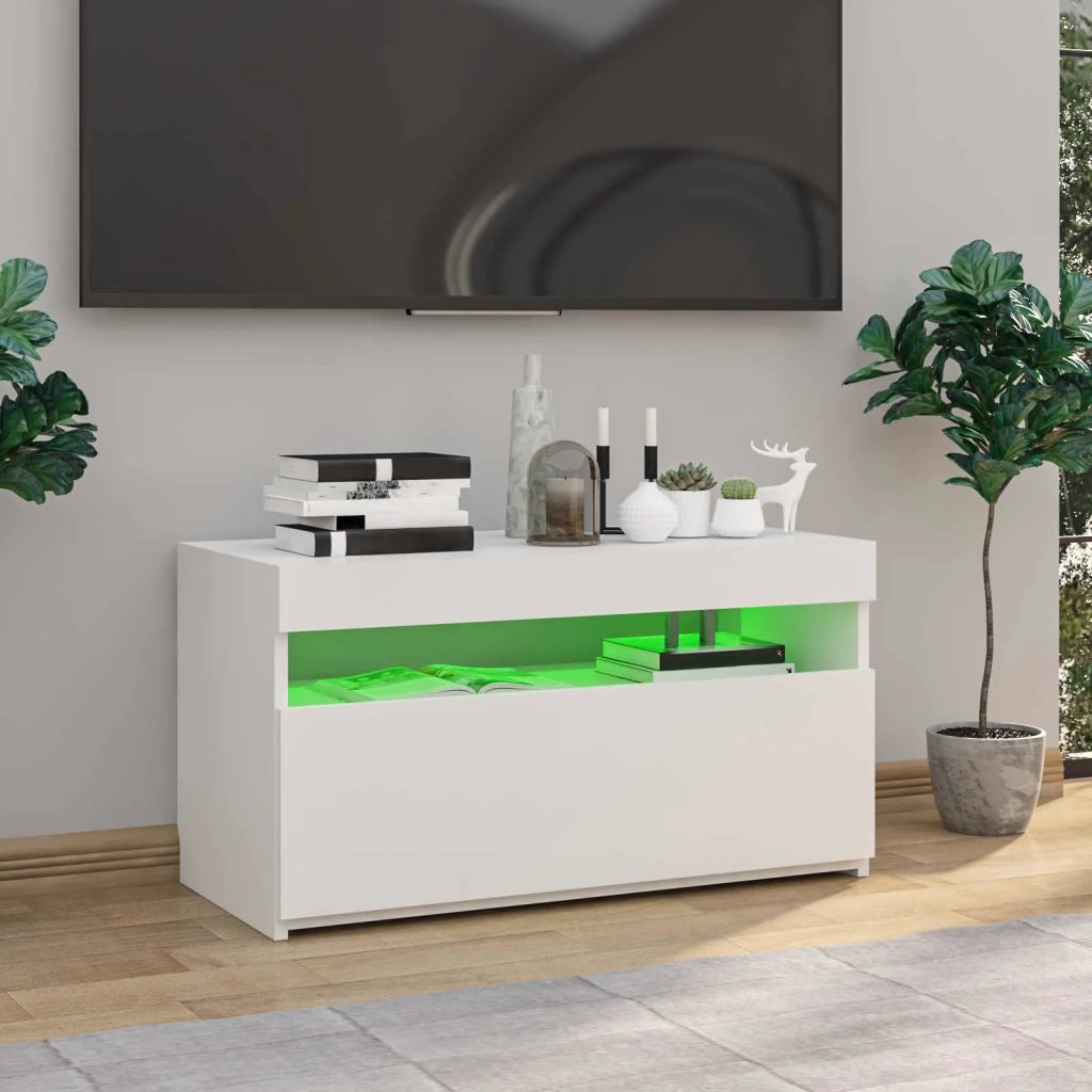 Mobile Porta TV con Luci LED Bianco 75x35x40 cm 804391