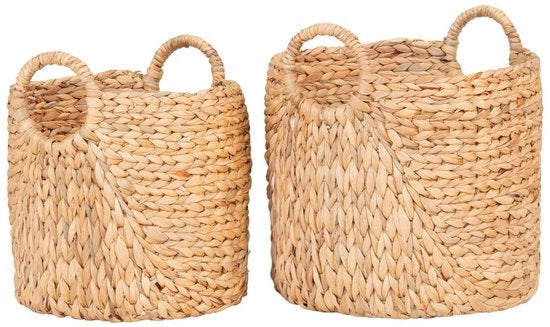 Set di cesti a doppia porta - contenitori di stoccaggio - cesti intrecciati - maniglie robuste - 35 cm x 35 cm x 37 cm