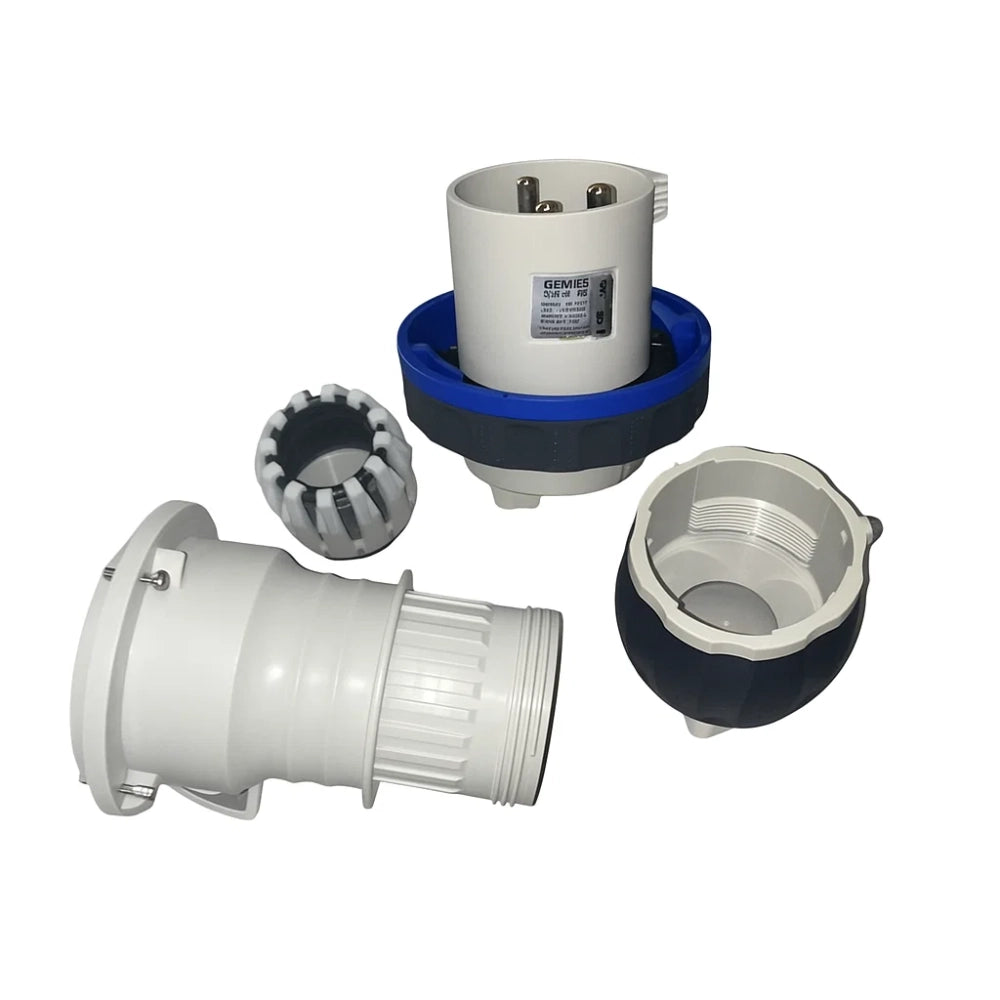 Spina mobile diritta hp ip66 63a 200-250v blu