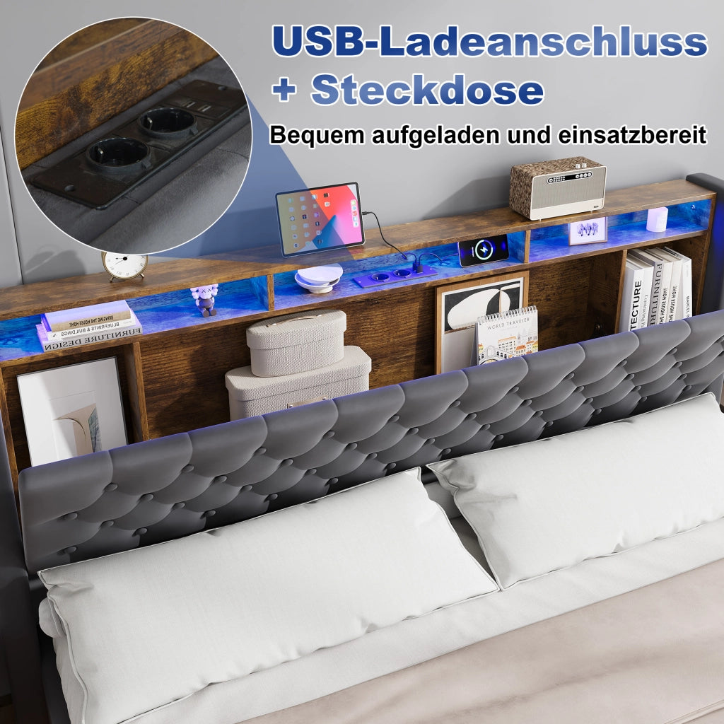 Letto matrimoniale 180x200 cm, colore grigio