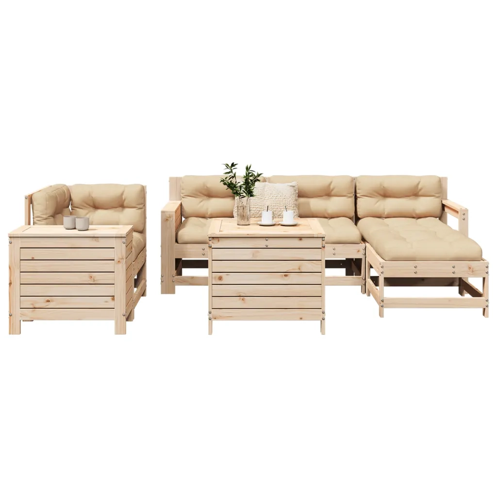 Set Divani da Giardino 7 pz in Legno Massello di Pino 3250540