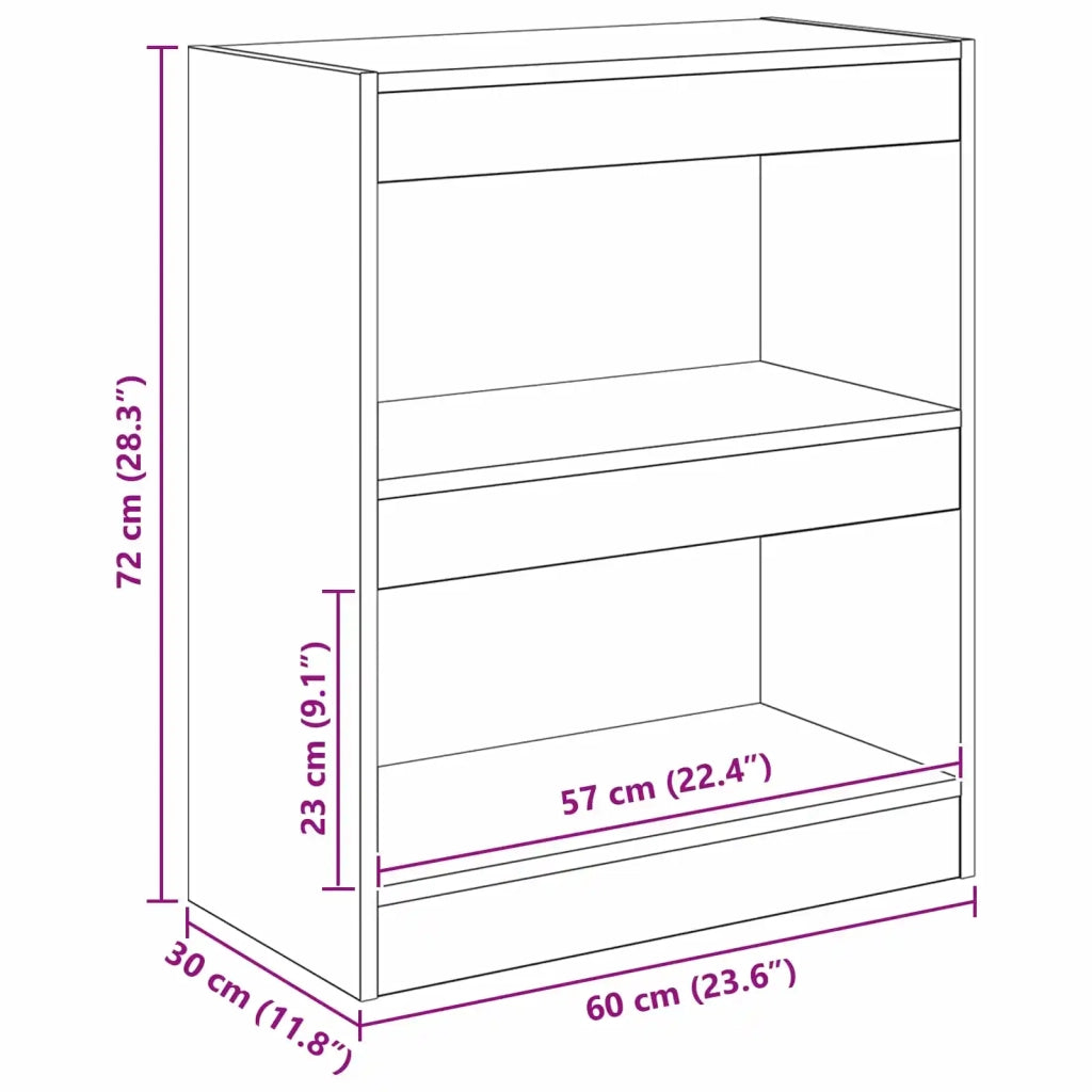 Armadio per Libri 2 livelli 60 x 30 x 72 cm Legno vecchio 880456