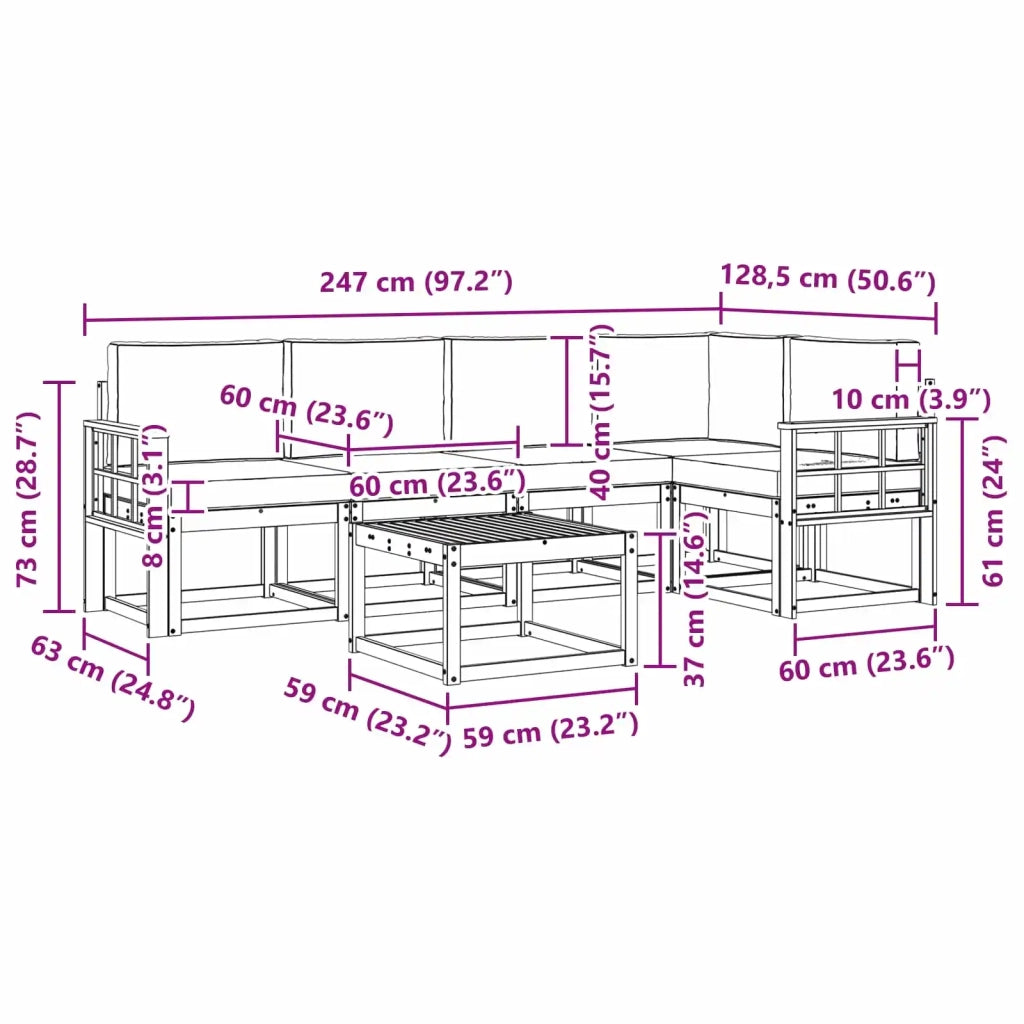 Set di divani da esterno 6 pz Bianco e Antracite 3387676