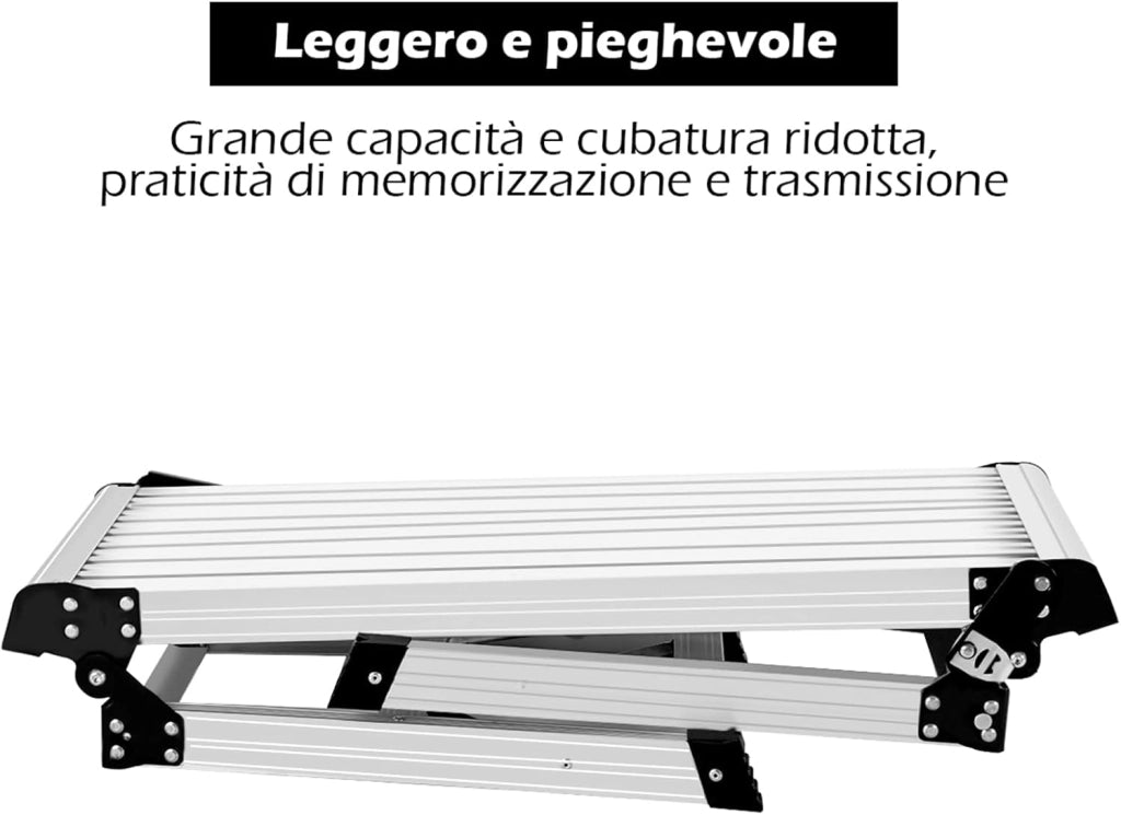 Piattaforma di Lavoro Sgabello di Alluminio Leggero, Pieghevole e Antiscivolo, capacità 150 kg