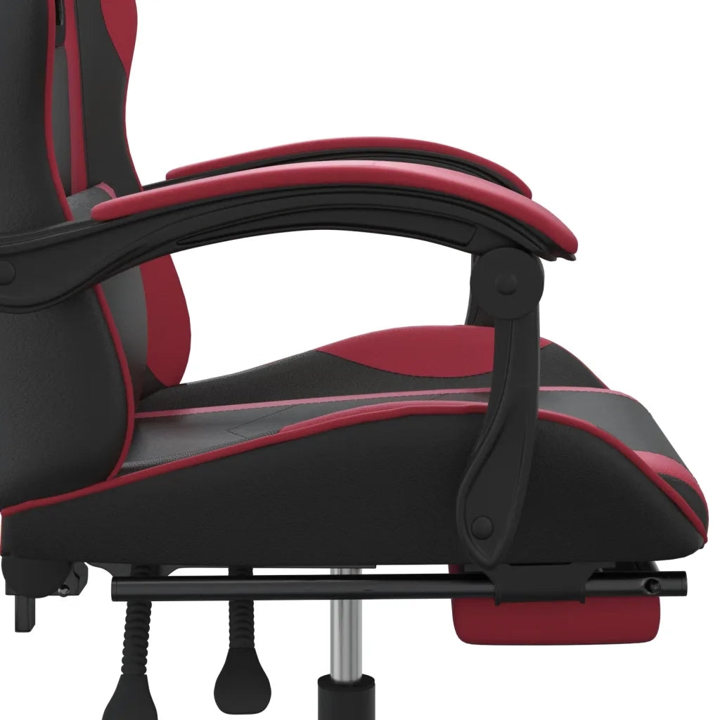 Sedia Gaming Girevole Poggiapiedi Nero e Rosso Vino Similpelle cod mxl 65619