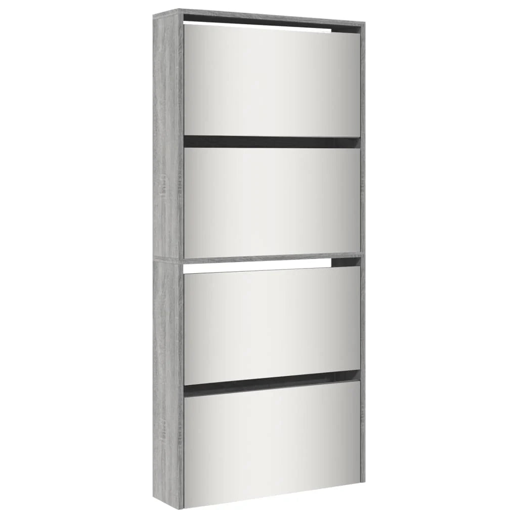 Scarpiera mobile contenitore per scarpe mobile ingresso/corridoio/soggiorno con specchio 4 ripiani finitura rovere Sonoma 63 x 17 x 134 cm grigio 02_0021888