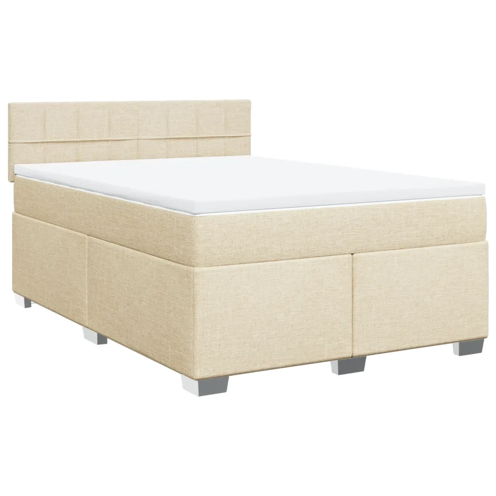 vidaXL Giroletto a Molle con Materasso Crema 140x200 cm in Tessuto
