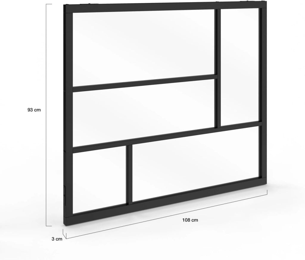 IDMarket - Tetto Geometrico in Vetro da Studio L. 93 x H. 108 cm in Metallo Nero e Vetro temperato