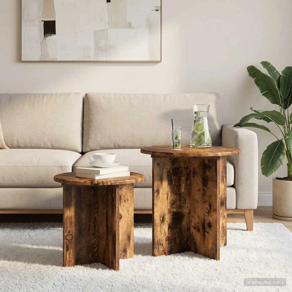 Set tavolini 2 pcs Quercia Affumicata Legno ingegnerizzato 8001015