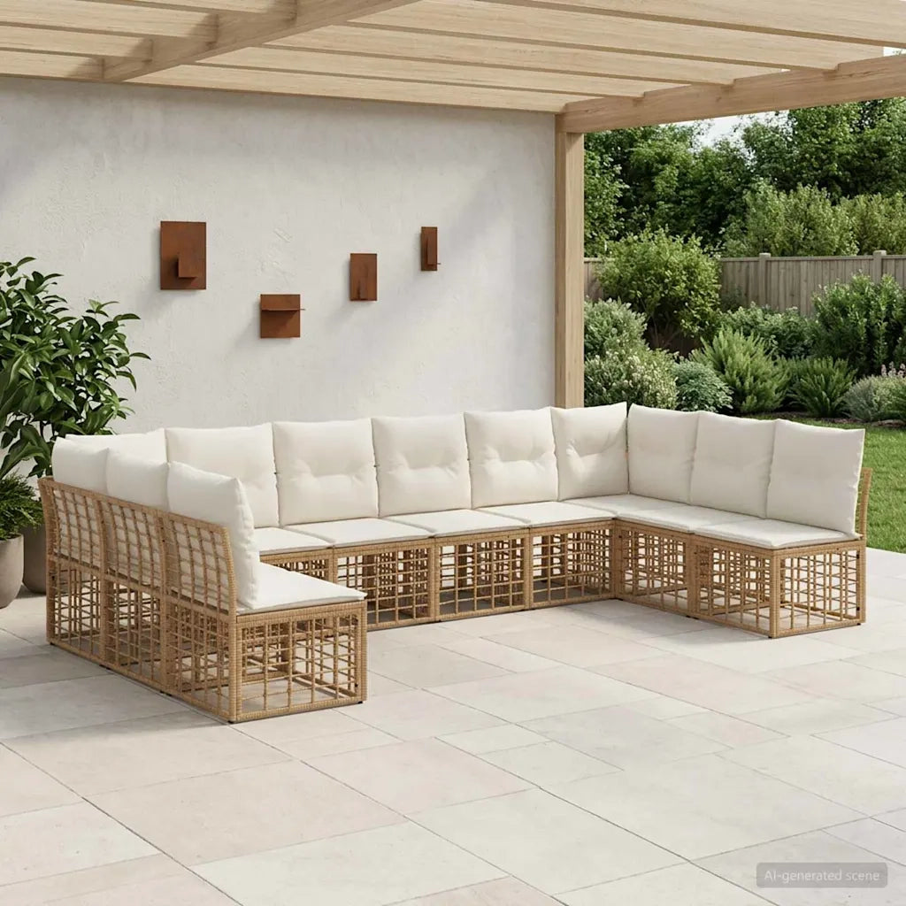 Set di divani da esterno Naturale Poliestere 3437542