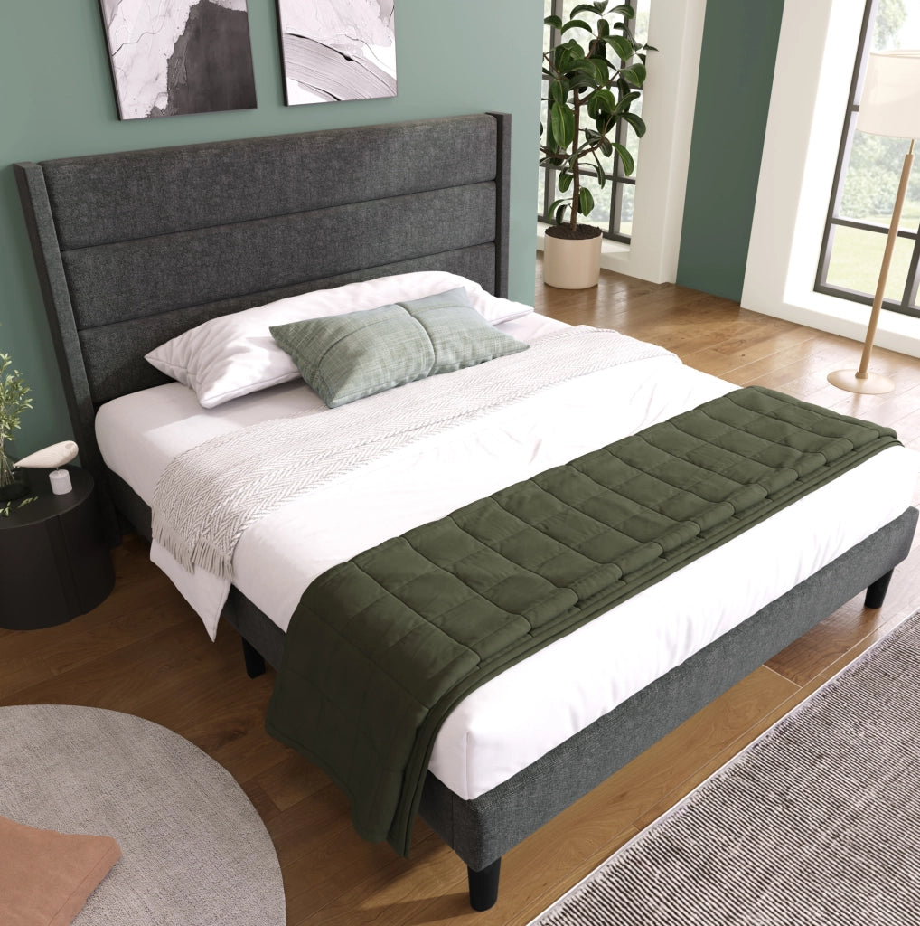 Letto matrimoniale 140x200 cm con materasso H3 grigio scuro