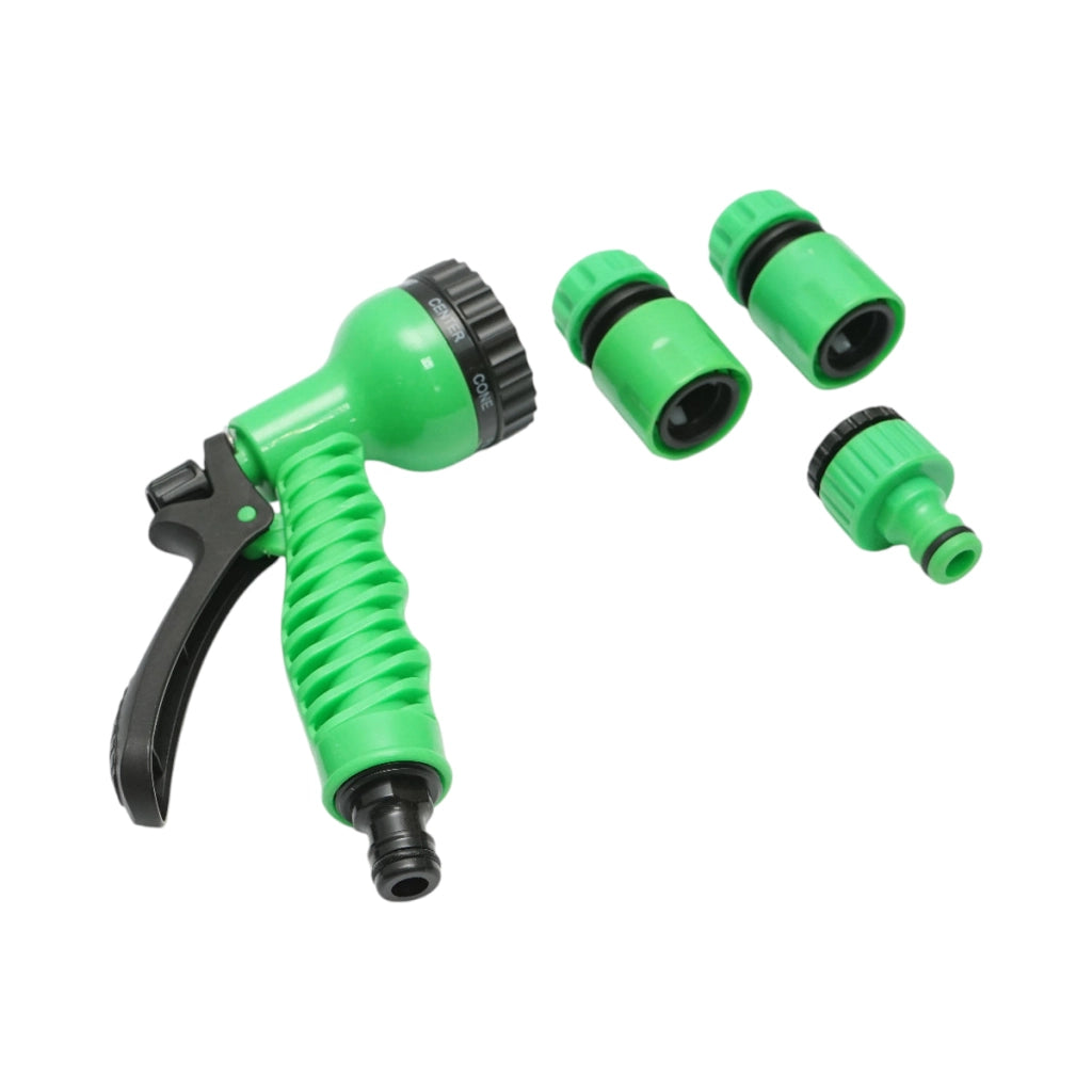 Set pistola per irrigazione regolabile con 7 modalità, 2 connettori 1/2 e adattatore 1/2-3/4 per tubo da giardino