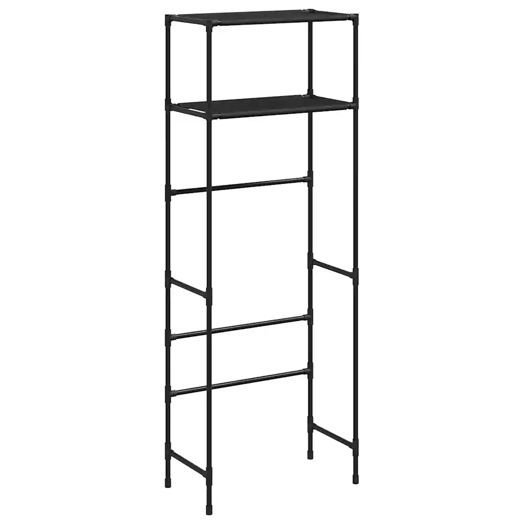 Rastrelliera per Bagno a 2 Livelli Nera 53,5x28x143 cm Ferro cod mxl 52257