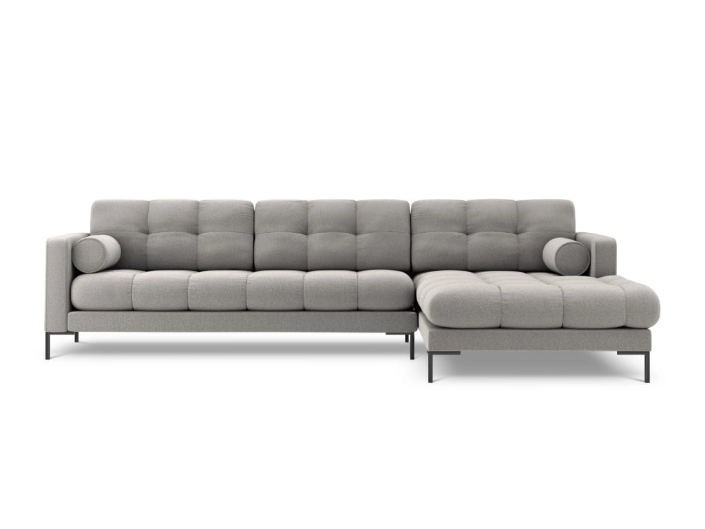 Cosmopolitan Design - Divano angolare destro "Bali" 5 posti in tessuto strutturato grigio chiaro 