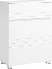 Cassa da bagno - Mobiliato di stoccaggio - Porte in MDF - Corpo in spazzolato - Scomparto regolabile - Protezione contro lo spostamento - 60cm x 30cm x 80cm