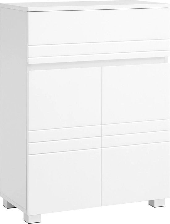 Cassa da bagno - Mobiliato di stoccaggio - Porte in MDF - Corpo in spazzolato - Scomparto regolabile - Protezione contro lo spostamento - 60cm x 30cm x 80cm