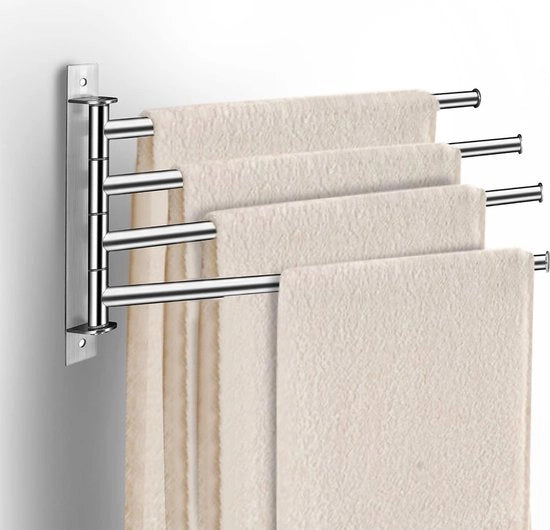 Handdoekenrek per bagno - Qobobo¬Æ 180 ¬∞ maniglione rotante in acciaio inossidabile, maniglione per asciugamani con 4 braccia, semplice e stile - (WK 02123)