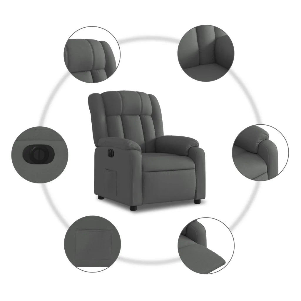 Poltrona | Sedia Relax Elettrica Reclinabile Grigio Scuro in Tessuto