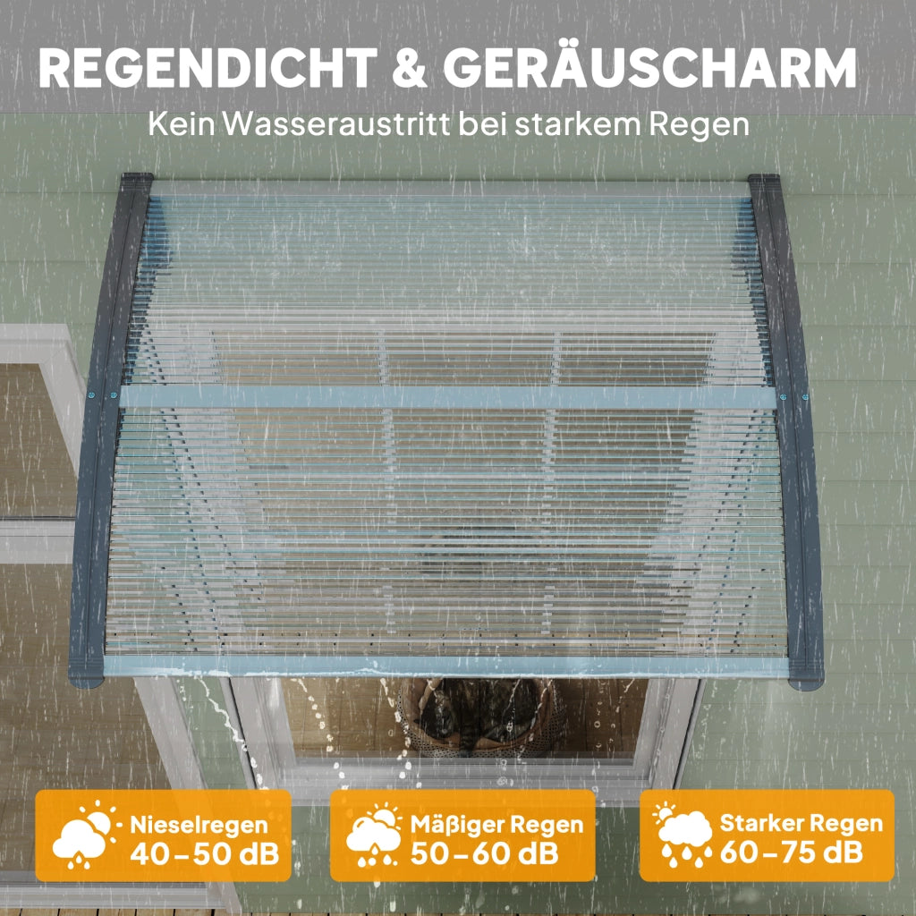 Vordach da ingresso ¨C zephmum ¨C 100x75x23 cm, argento