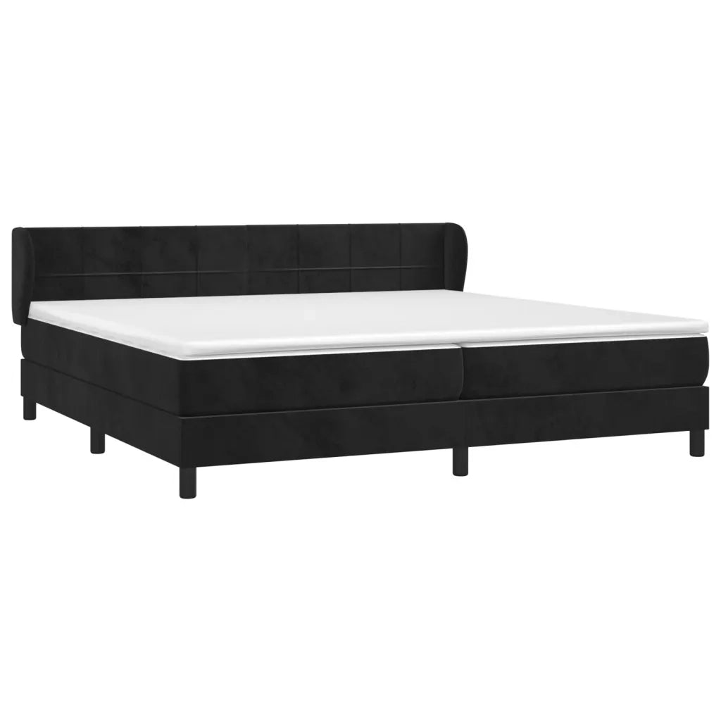 Giroletto a Molle con Materasso Nero 200x200 cm in Velluto 3127513