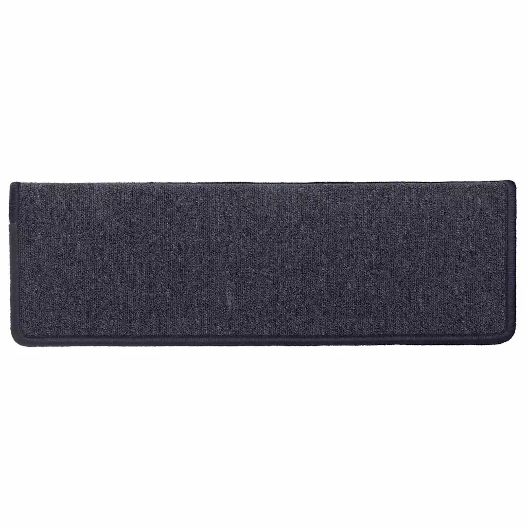Tappetini per scale 15 pz | Gradini per Scale 65x21x4 cm Grigio scuro e blu con bordo rettangolare