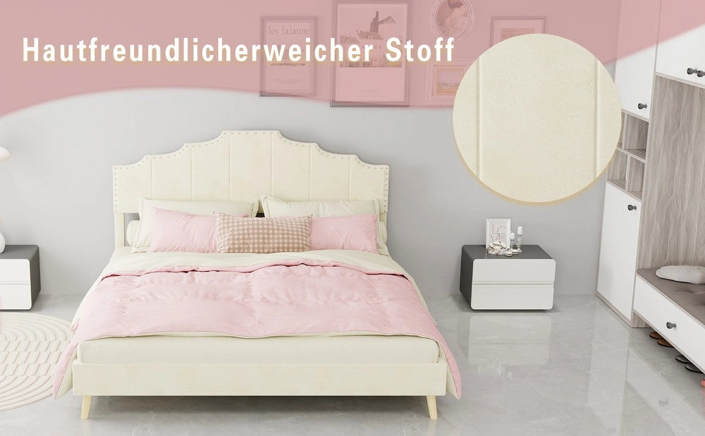 Letto Contenitore Imbottito ¨C MINIMAL ¨C Beige 160x200 con Materasso