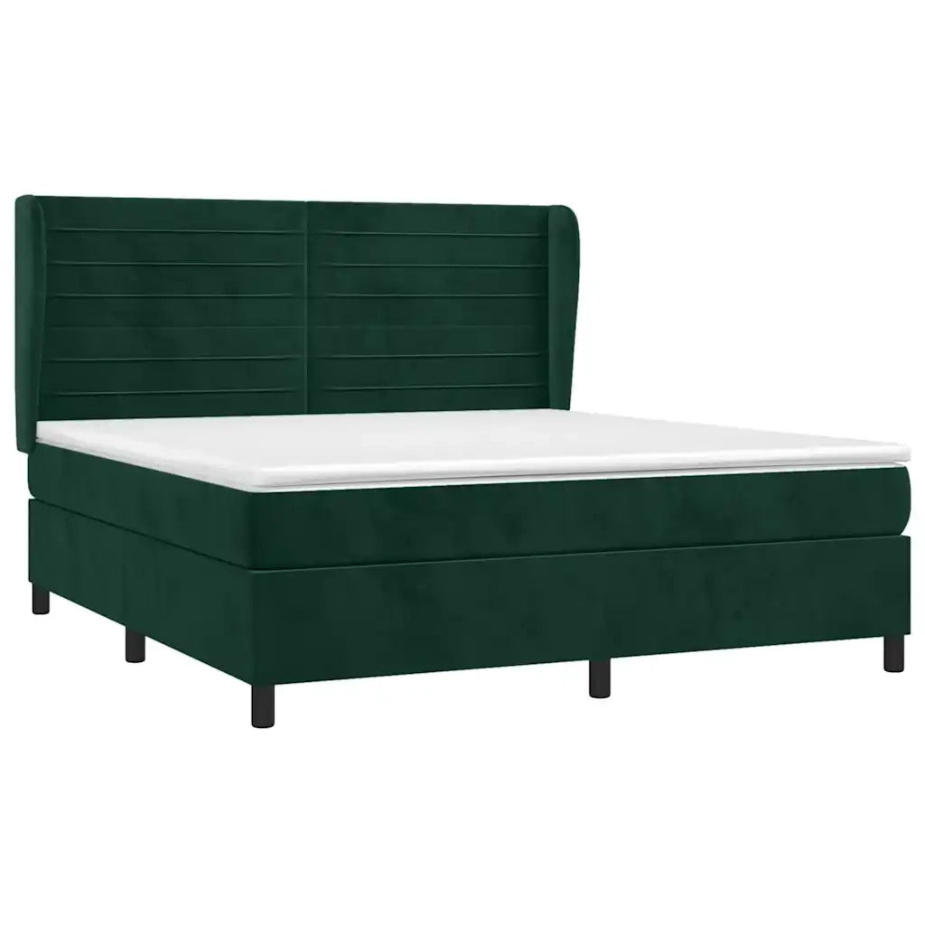 Giroletto a Molle con Materasso Verde Scuro 160x200 cm Vellutocod mxl 122221