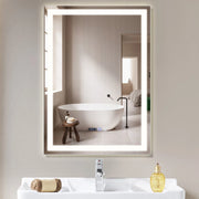 ZMH Specchio da bagno con illuminazione a LED Bagno con funzione touch Specchio da parete bianco