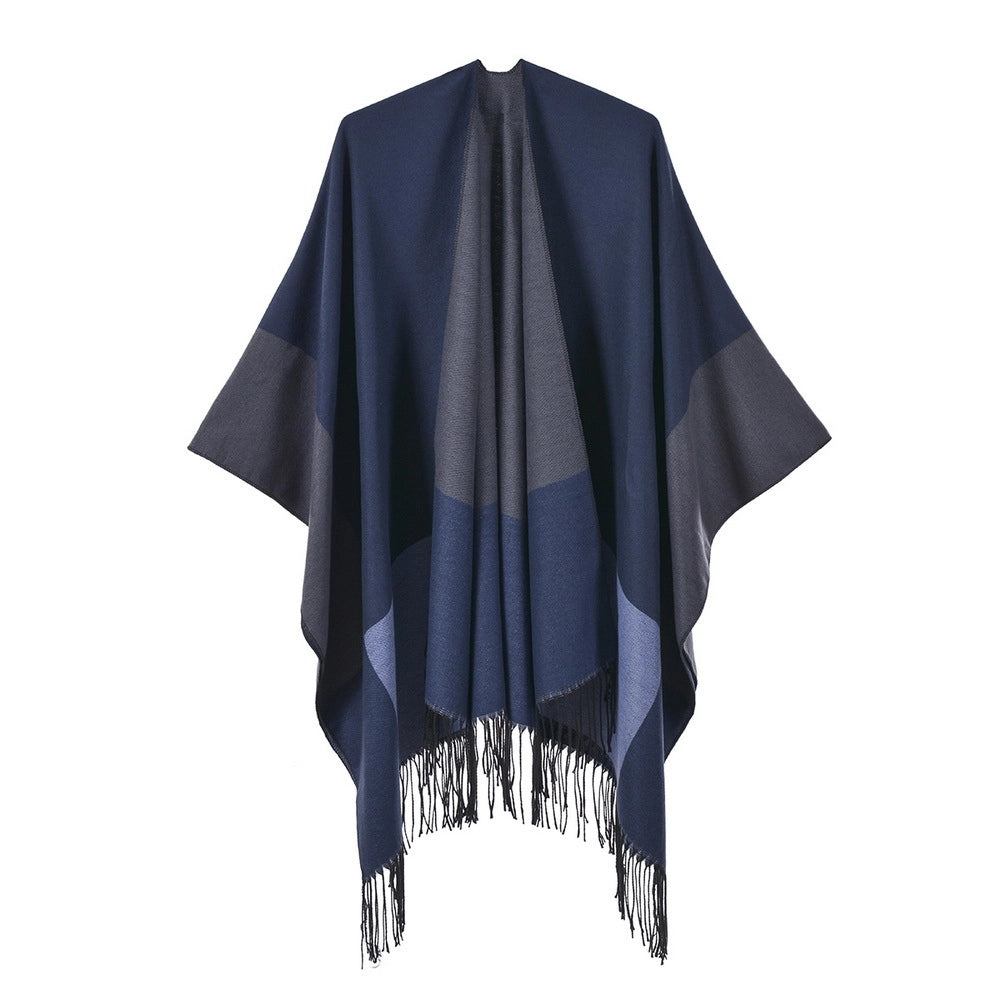 Sciarpa/stola da donna di grandi dimensioni, versatile e calda per l'autunno e l'inverno, con nappe.