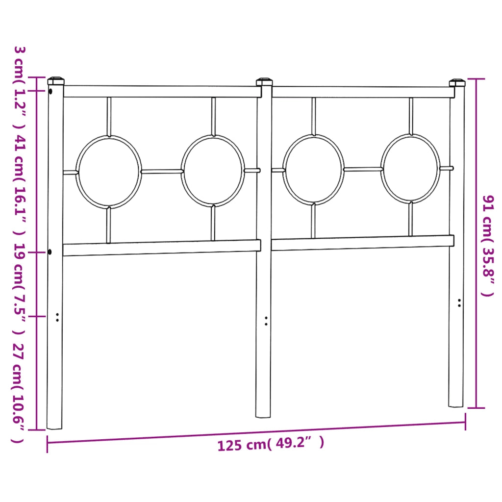 Testiera | Testata di Ricambio in Metallo Nero 120 cm
