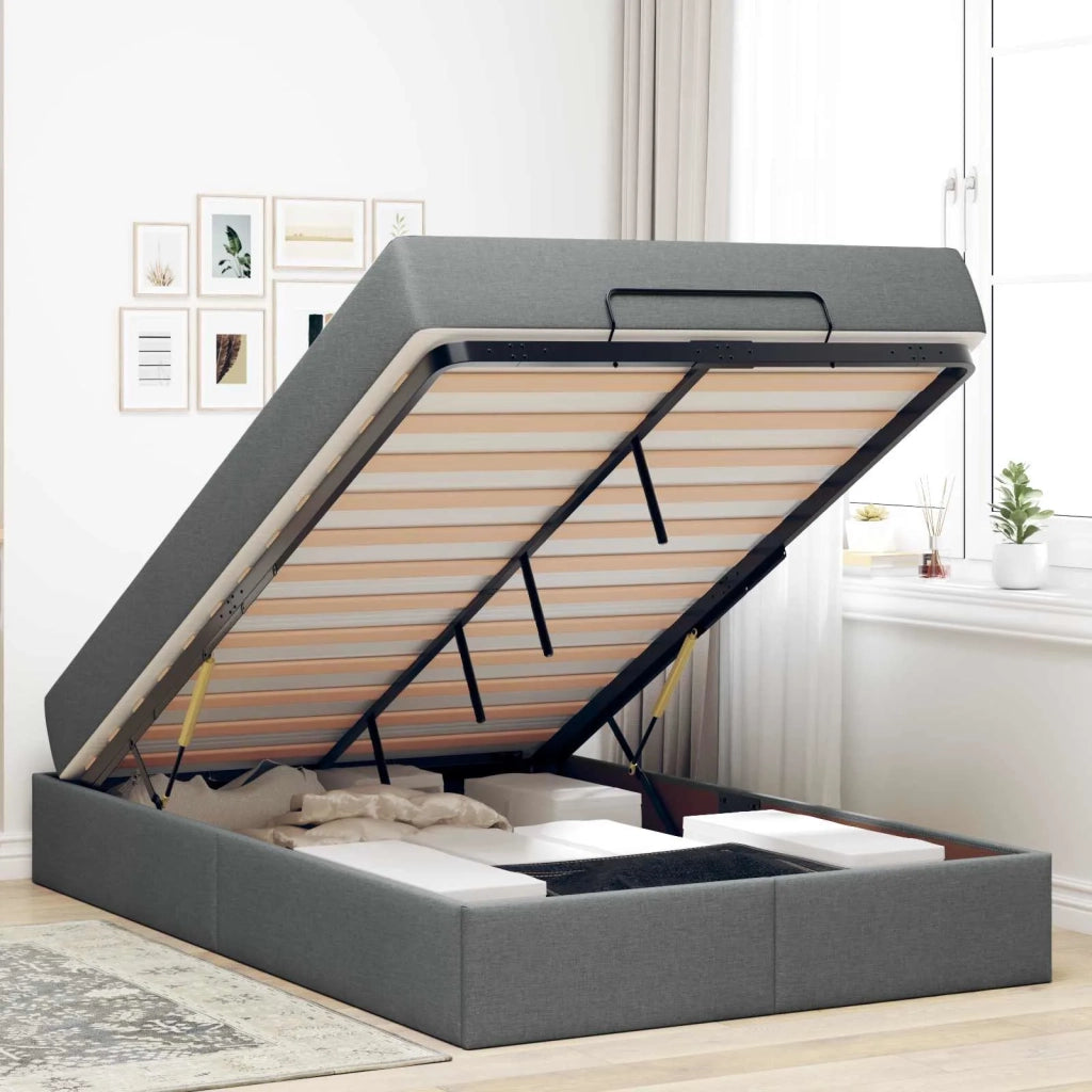 Struttura letto con materasso 2 pcs Grigio Sfumato Tessuto