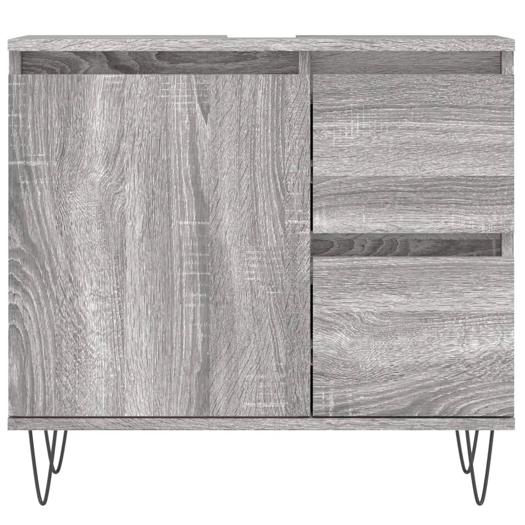 Set Mobili da Bagno 3 pz Grigio Sonoma in Legno Multistrato 3190227