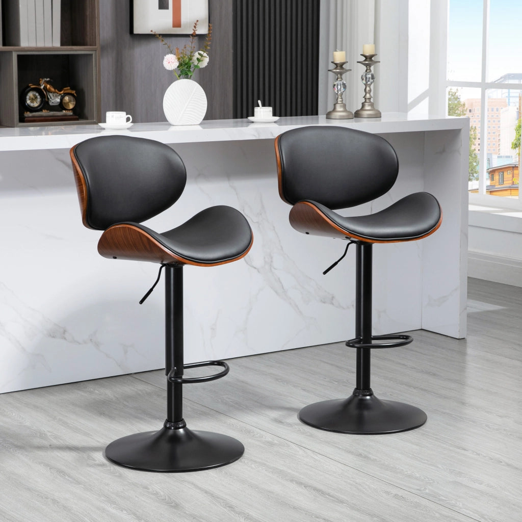 Set sgabelli bar regolabili girevoli ¨C Minimal ¨C similpelle nero 53x50.5x112.5 cm