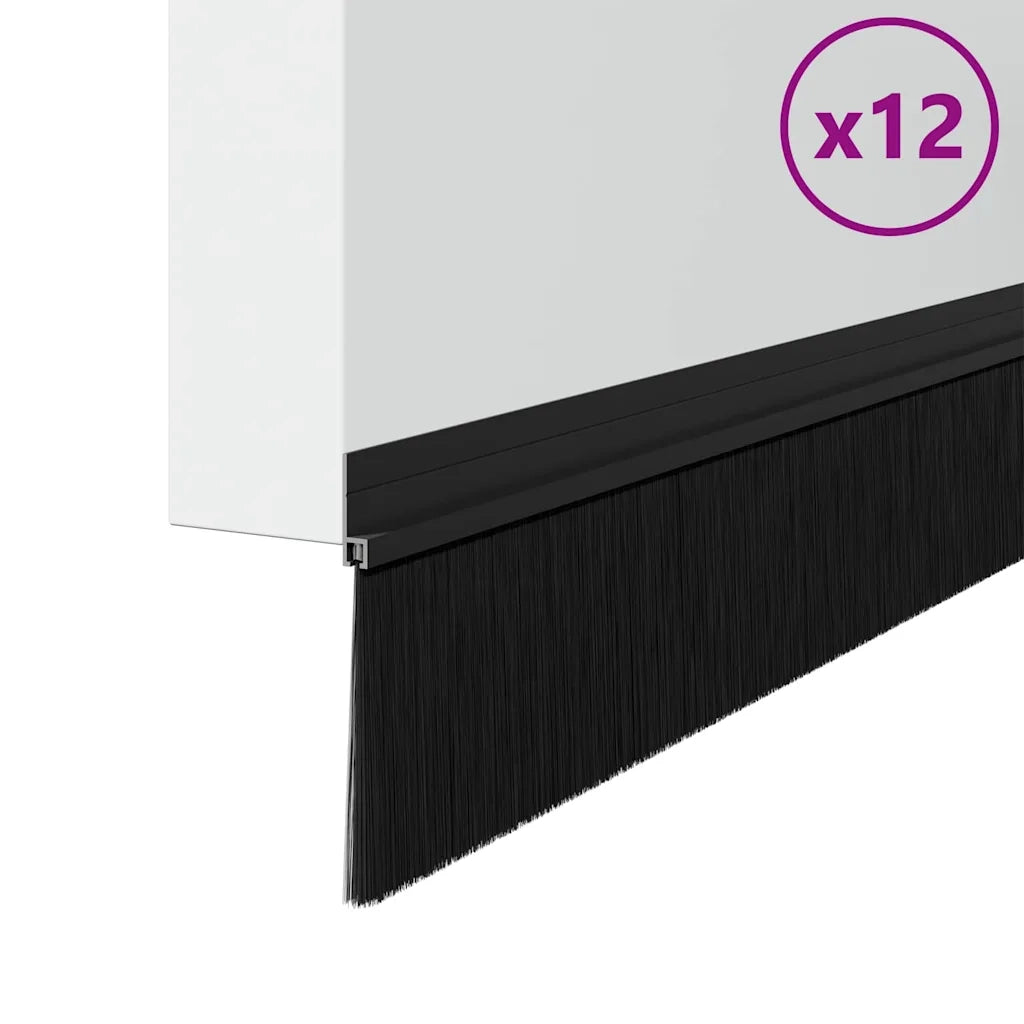 Spazzole per porte autoadesive 12 pz Nero 100 cm CFW6240843