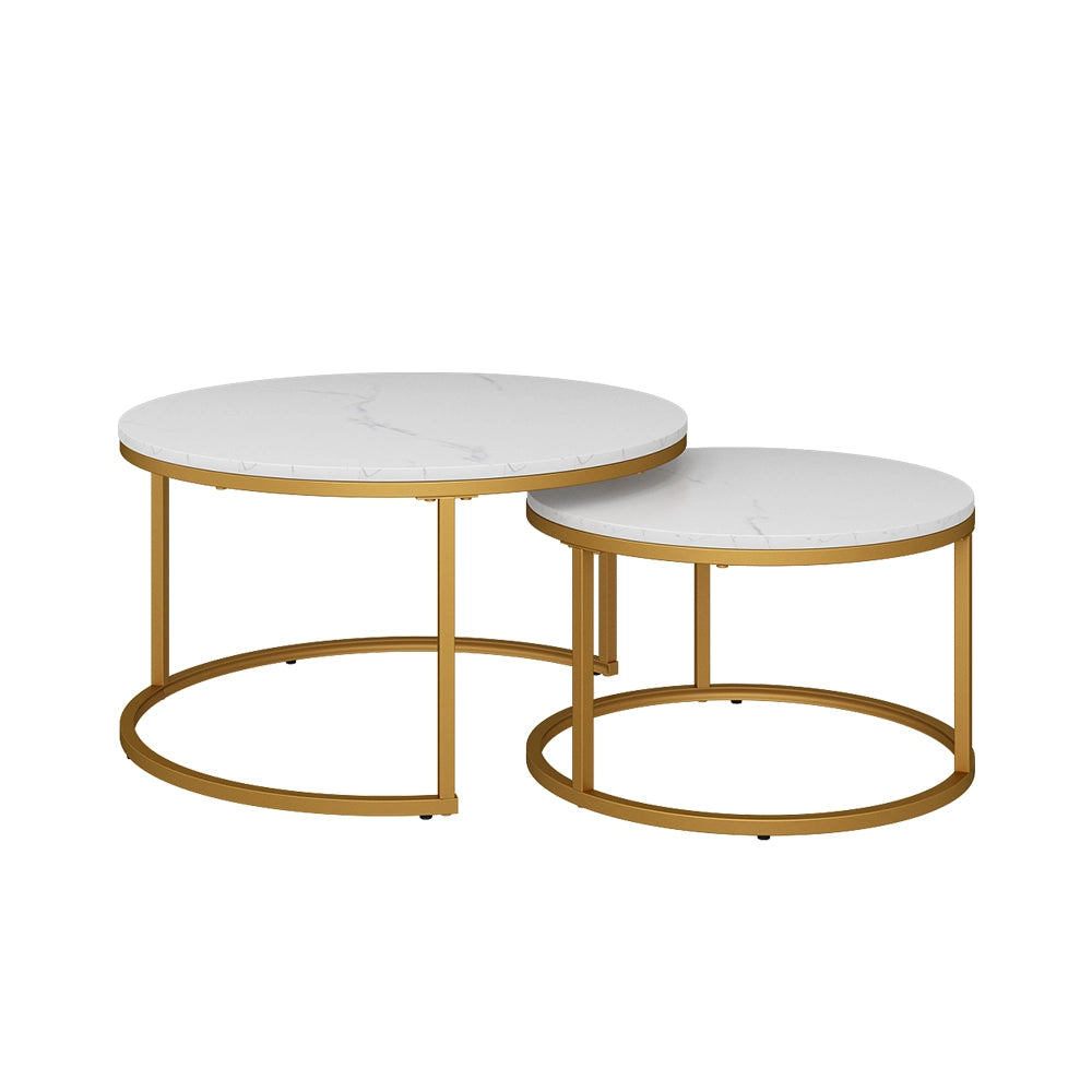 Vicco Tavolino da divano Bianco/Oro 77 x 40 cm 2 parti