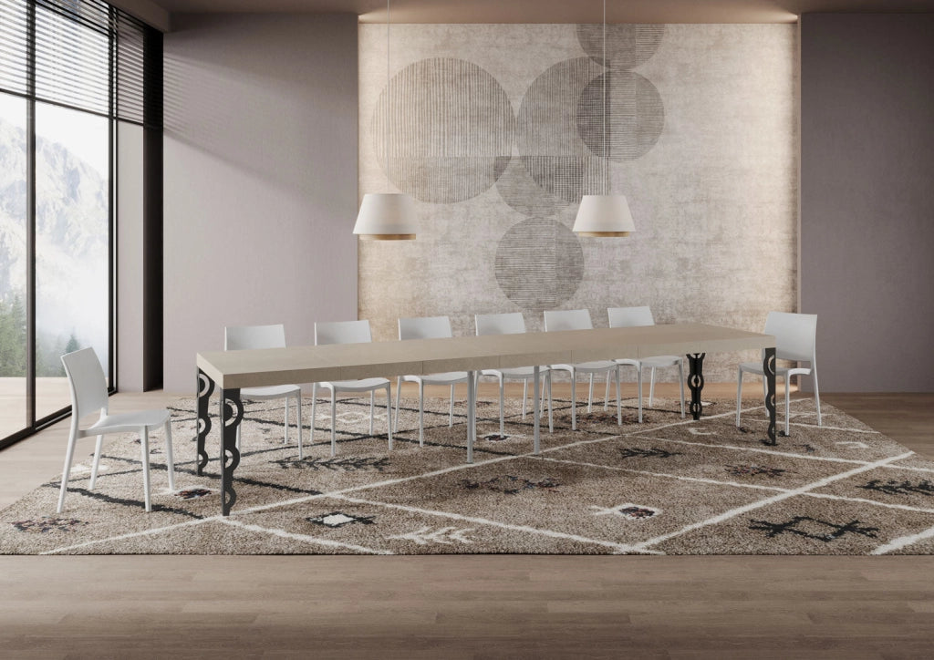 Tavolo Allungabile 140-400x90x77 cm Karamay Cashmere Telaio Antracite