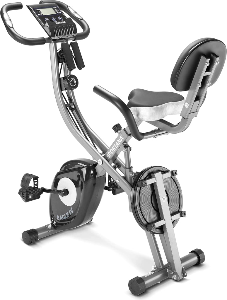 Bici Elettrica EAGLE 4 4in1, Cyclette da Casa con Ergometro, App, Display LCD, Attrezzi Palestra Casa Pieghevole Regolabile in Altezza con Fasce Elastiche Fitness 16 Livelli Di Resistenza