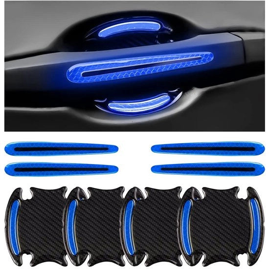 Set di 8 Stickermatrici Autodeurklink - Protezione della Maniglia - Foliante di Protezione contro le Macchie - Strisce Riflettenti - Applicazione Universale - Colori Fluorescenti - Protezione della Maniglia della Porta